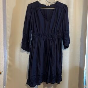 Gap Petite Eyelet Dress in Navy Blue